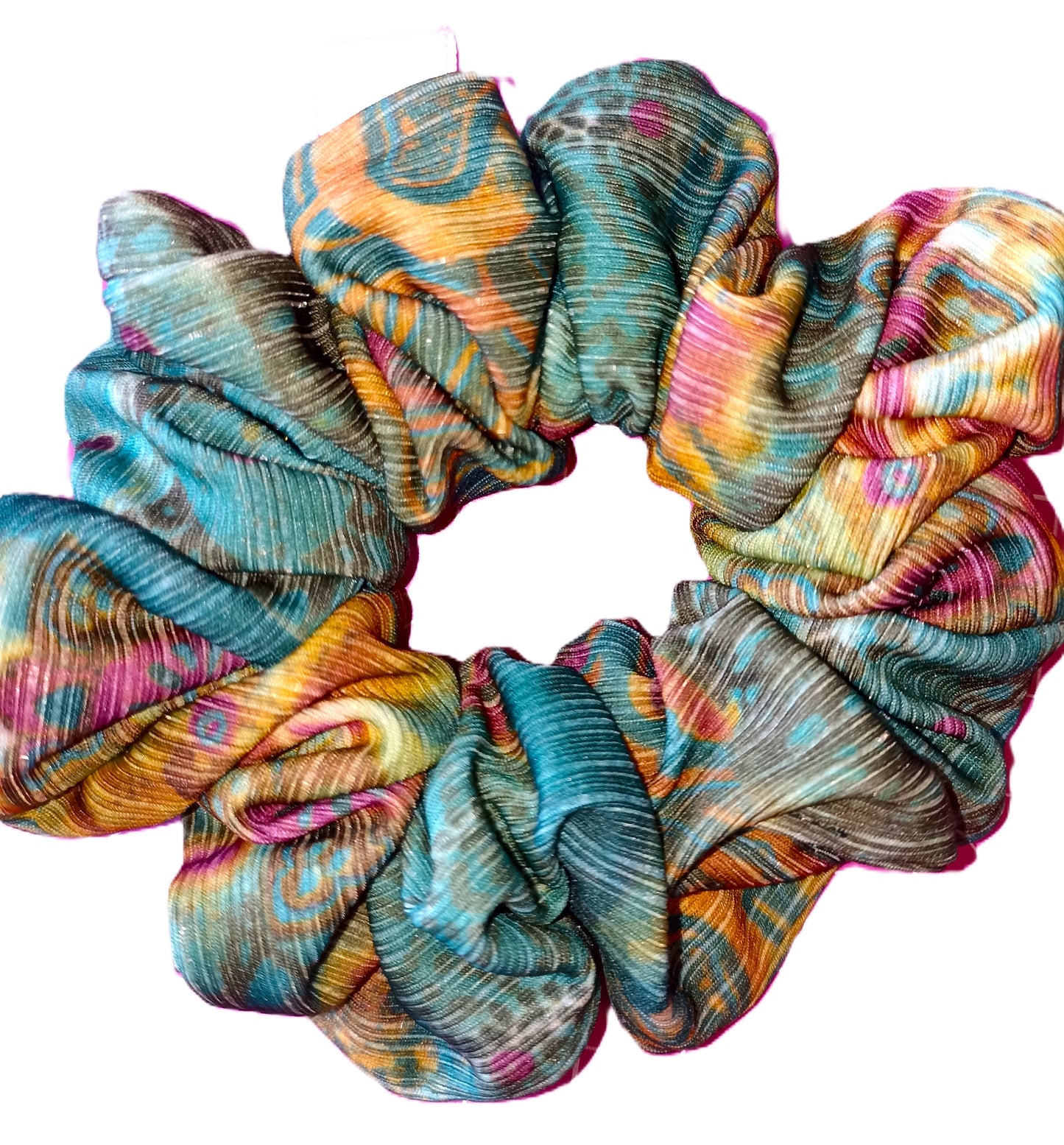 Green Patterned Soft Stretch Hair Scrunchies
