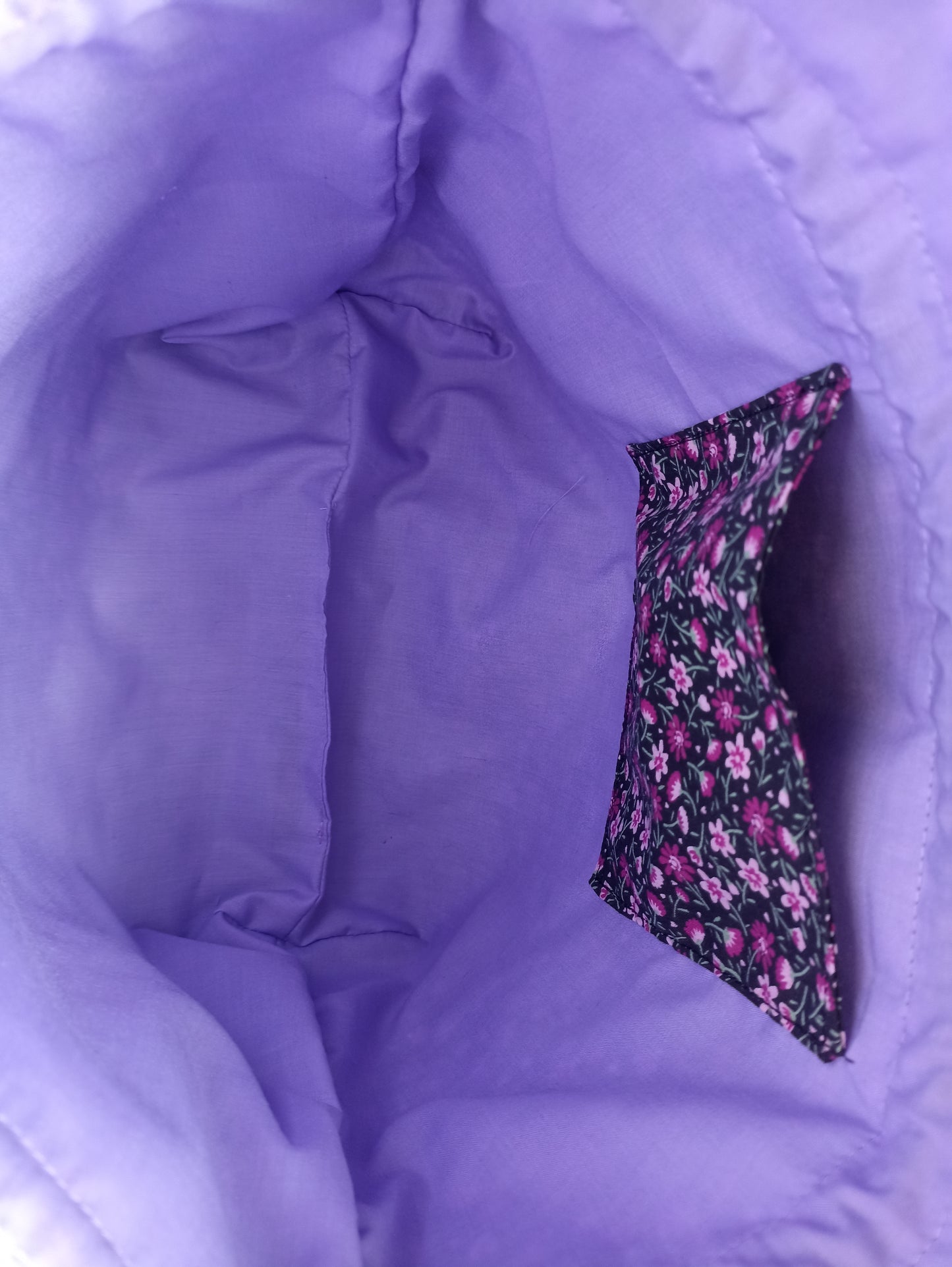 Black With Dainty Pink Purple Flowers  Drawstring Bag Unique Durable Gift For Her Sustainable Fashionable Fully Lined With Inside Pocket