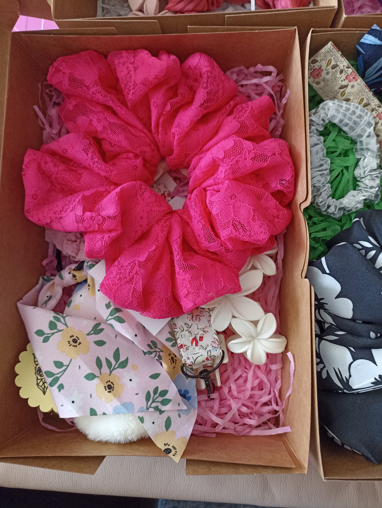 Our Beautiful Random Hair Accessories Gift Boxes Ten items in the box  and only £10 per box! Only on the website now. There's 20 boxes  available to clear stock.