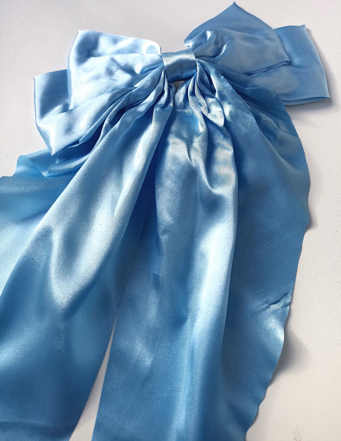 Ice Blue Oversized Satin Bow Hair Clip
