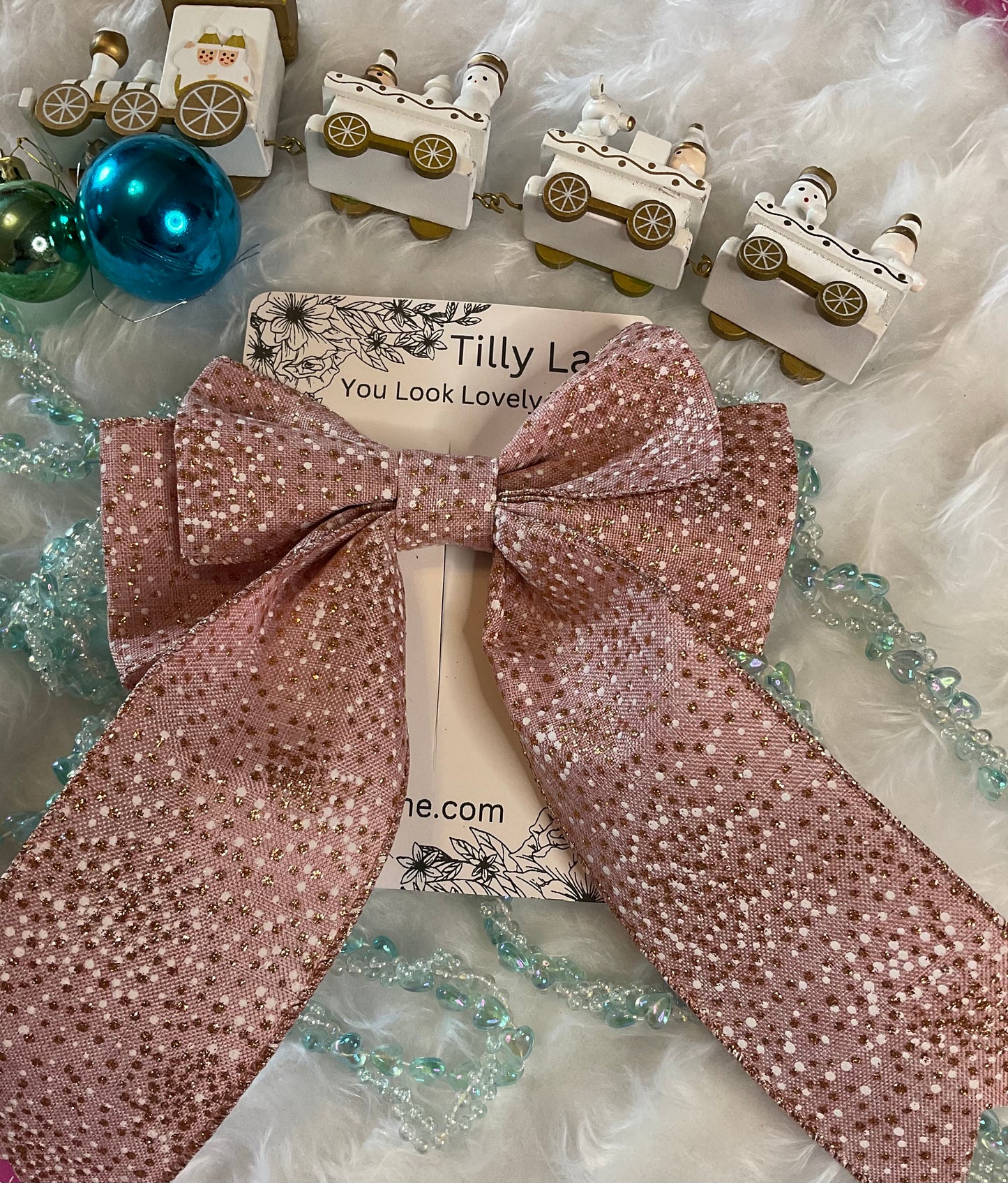 Christmas Polka Dots Wired Bow Hair Clip