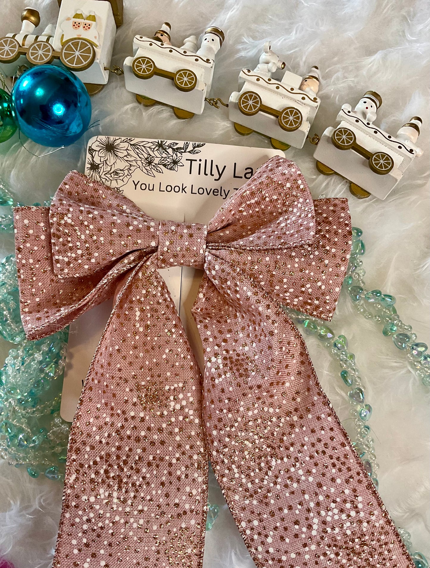 Christmas Polka Dots Wired Bow Hair Clip