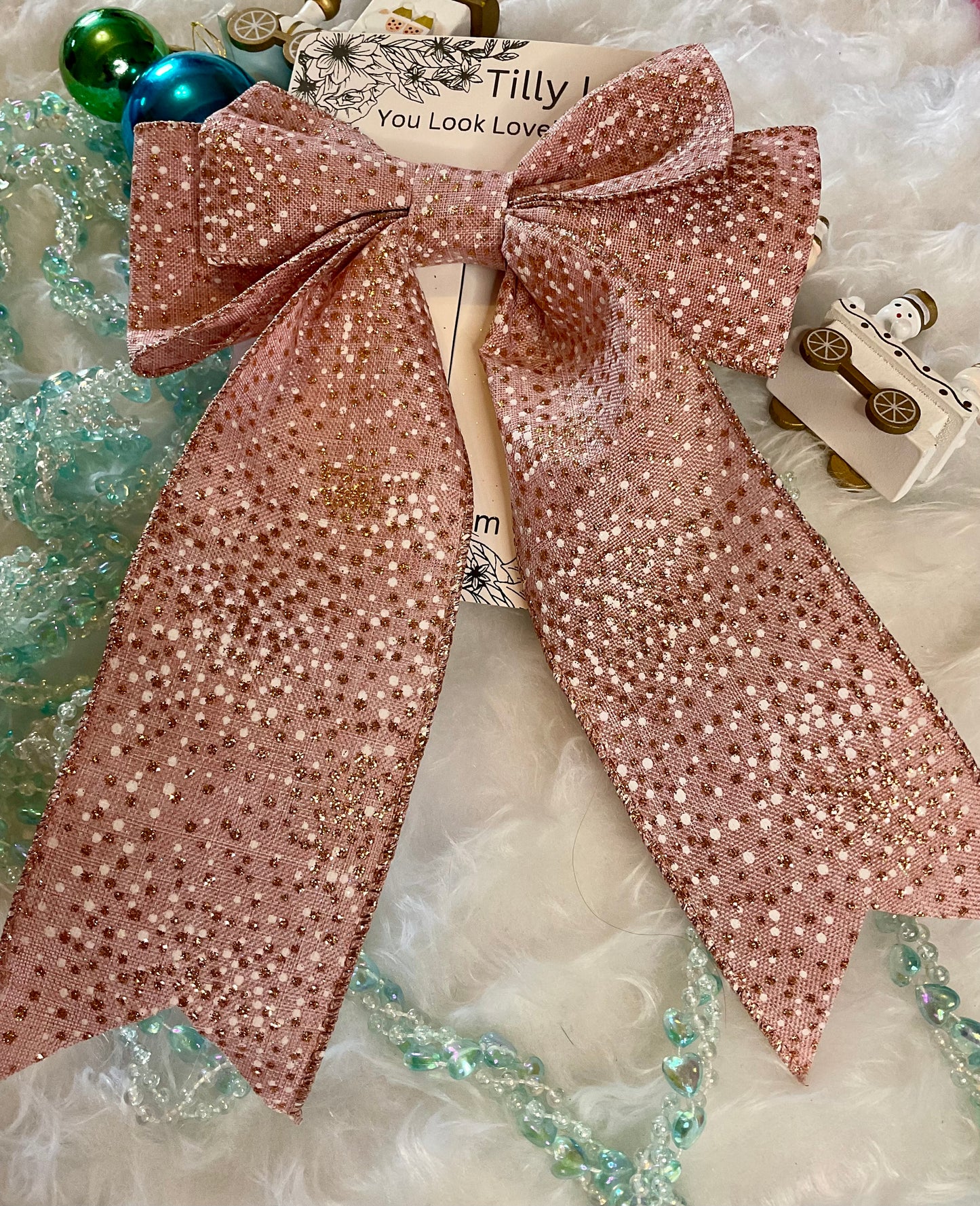 Christmas Polka Dots Wired Bow Hair Clip