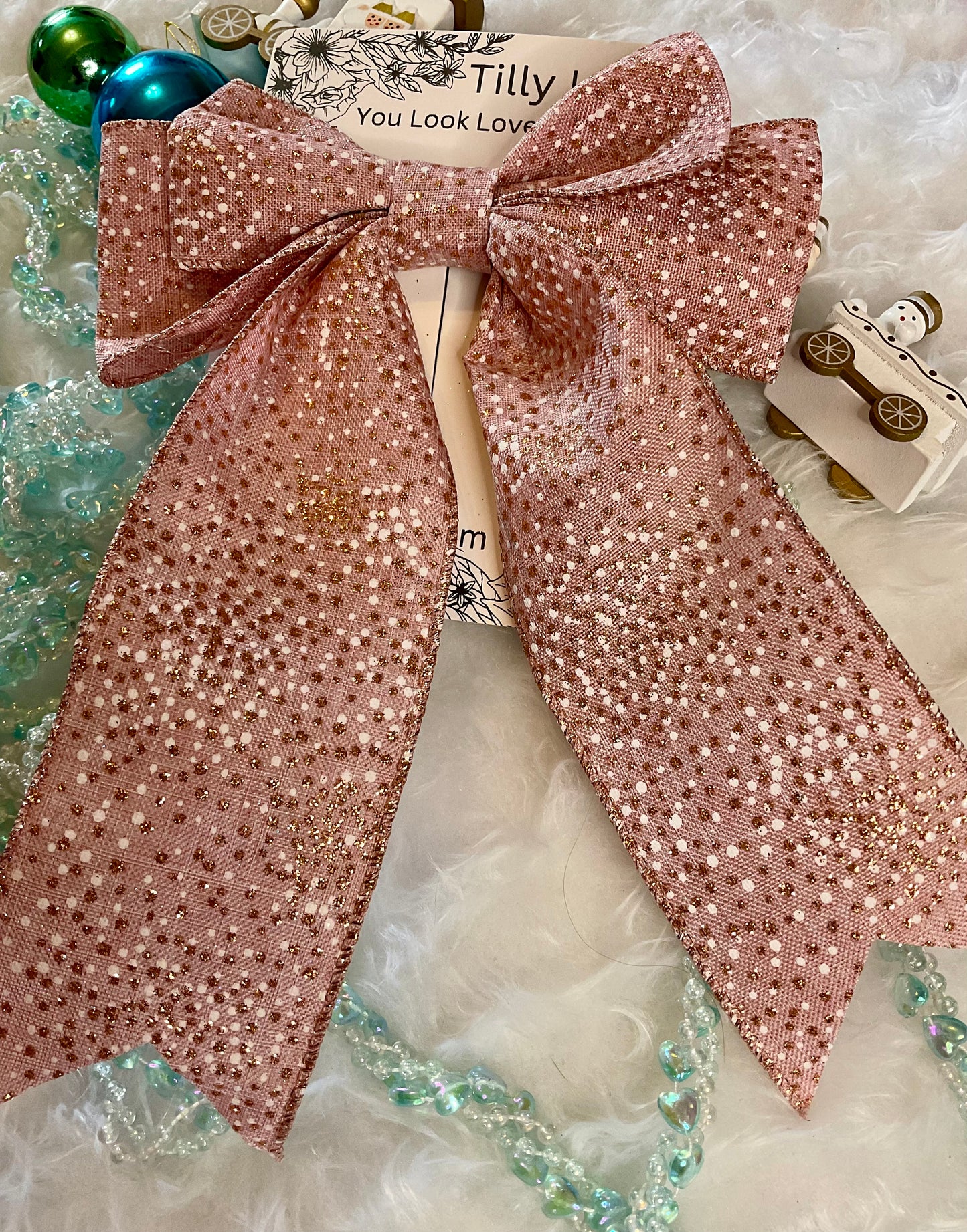 Christmas Polka Dots Wired Bow Hair Clip