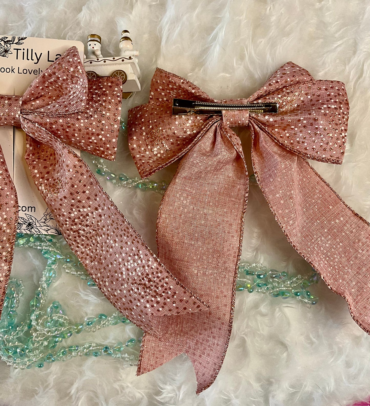 Christmas Polka Dots Wired Bow Hair Clip