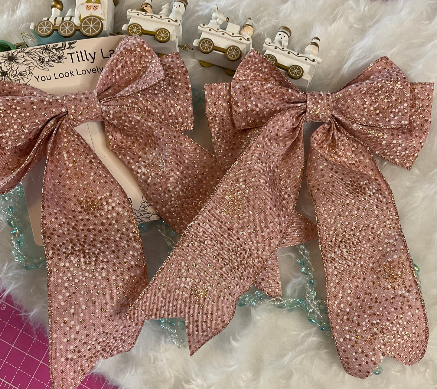 Christmas Polka Dots Wired Bow Hair Clip