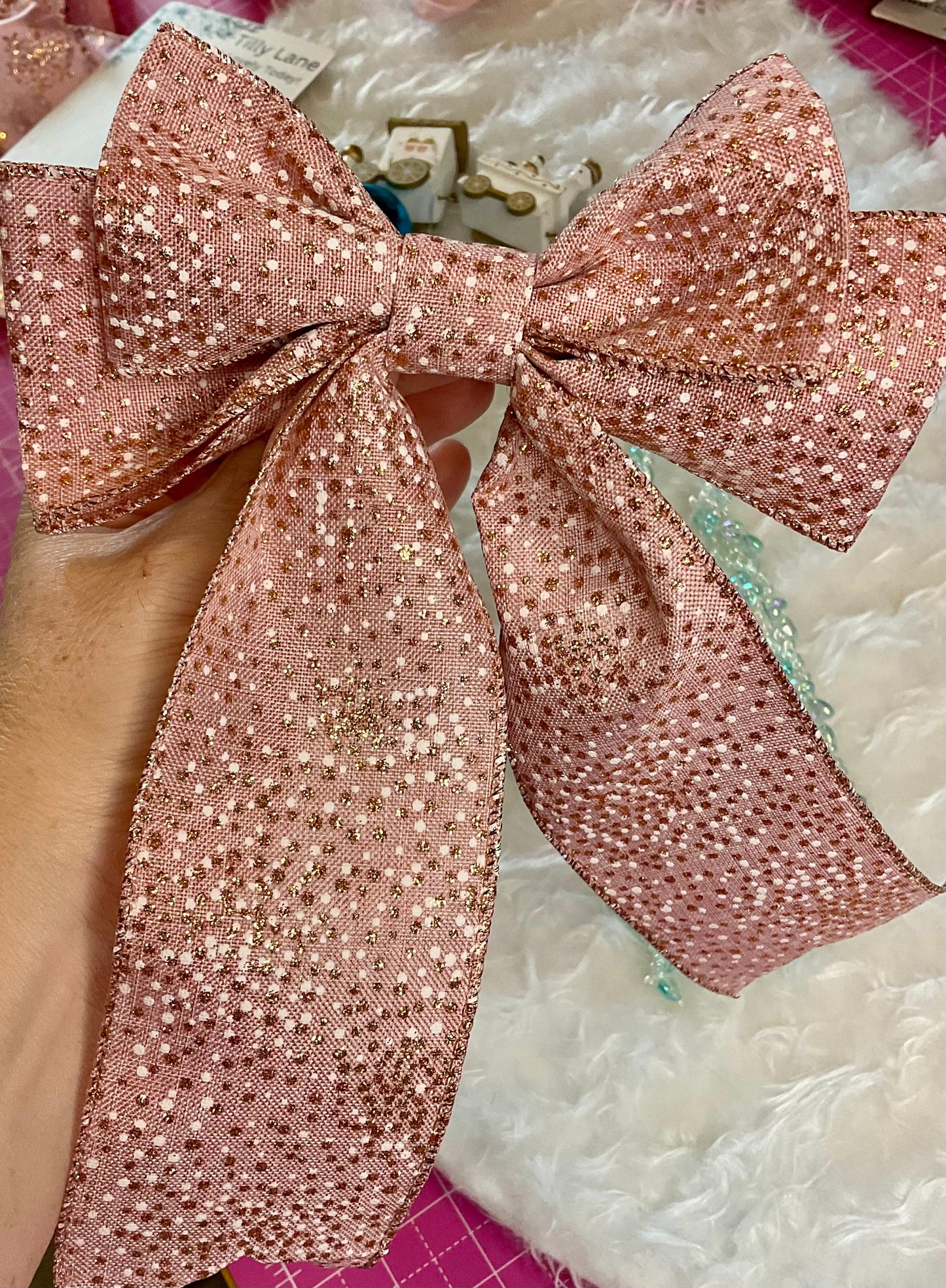 Christmas Polka Dots Wired Bow Hair Clip