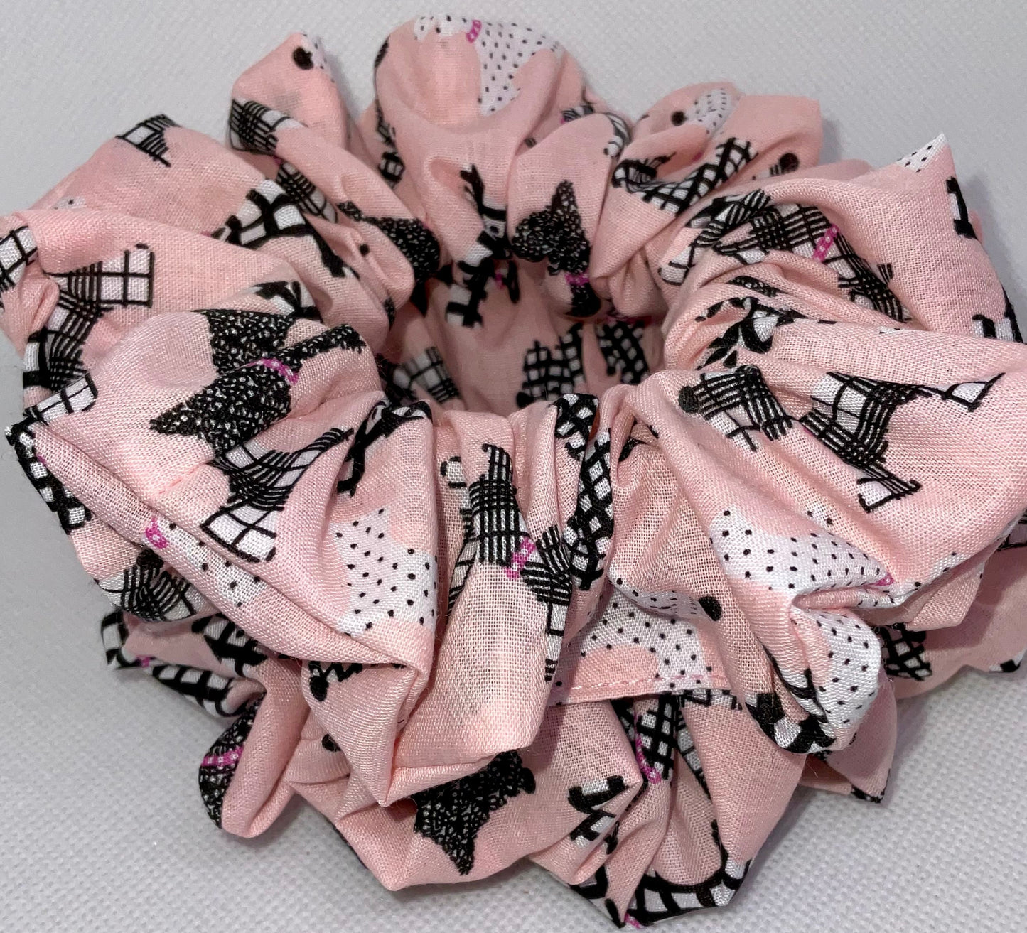 Pink Scotty Dog Hair Scrunchies