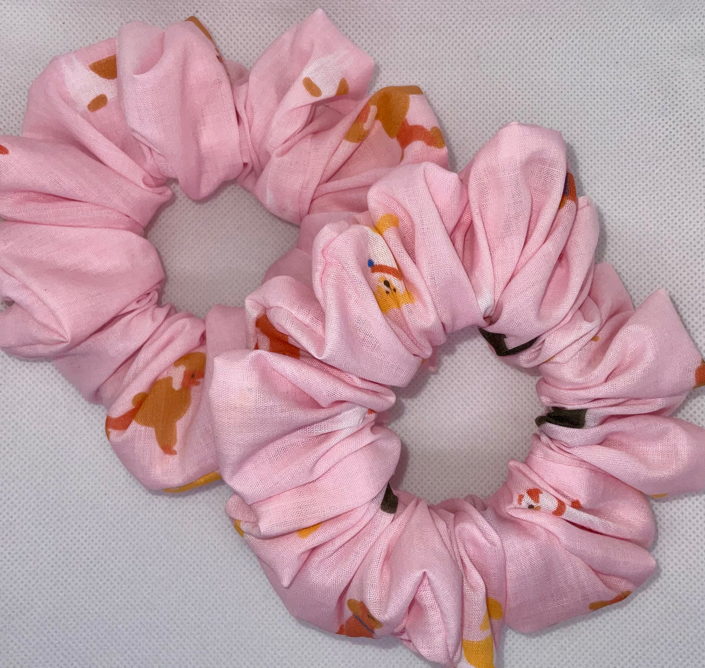 Light Pink, Doggy Print Hair Scrunchies