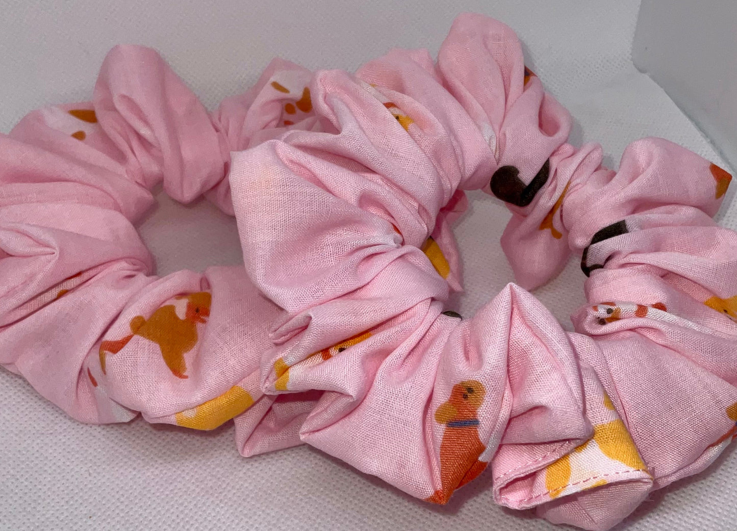 Light Pink, Doggy Print Hair Scrunchies