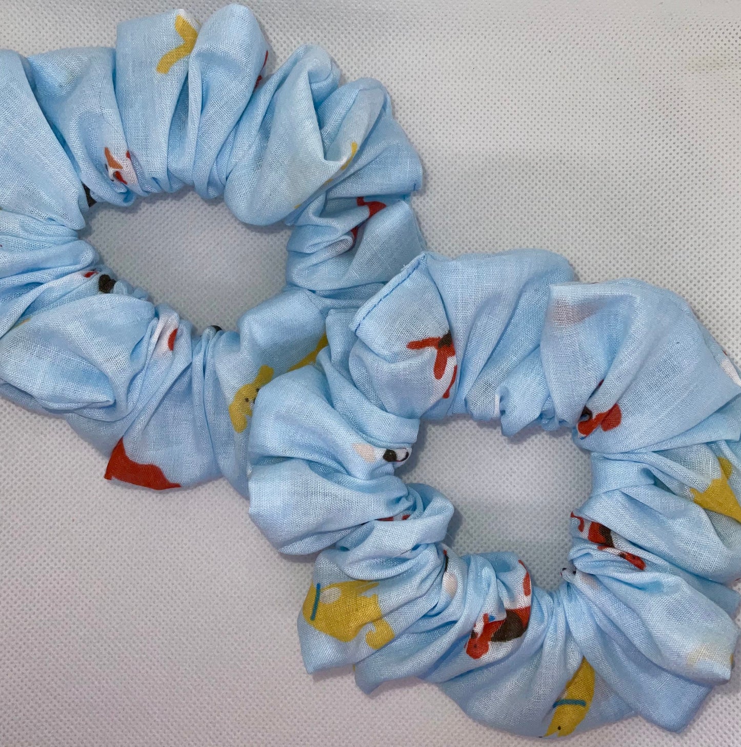 Light Blue, Doggy Print Hair Scrunchies