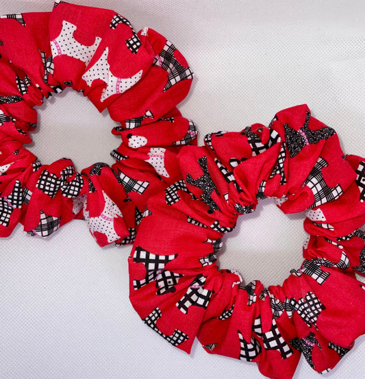 Red Scotty Dog Hair Scrunchies