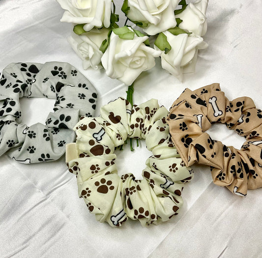 Puppy Paw Prints Hair Scrunchie Pack Of Two