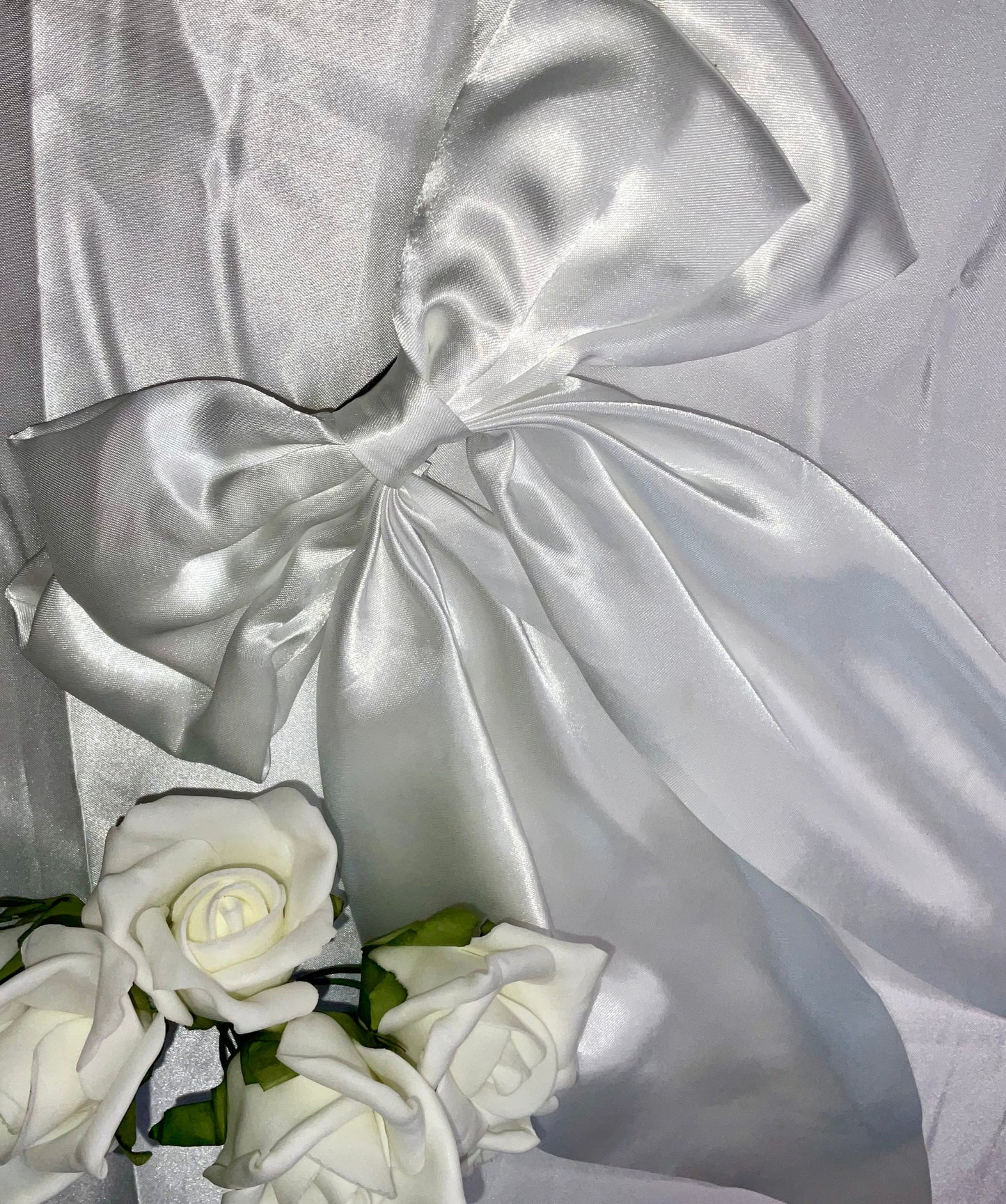 White Oversized Satin Bow Hair Clip