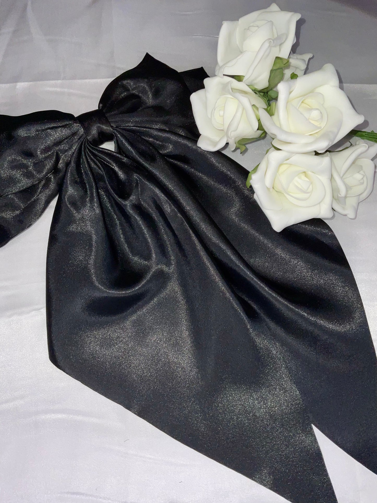 Black Oversized Satin Bow Hair Clip
