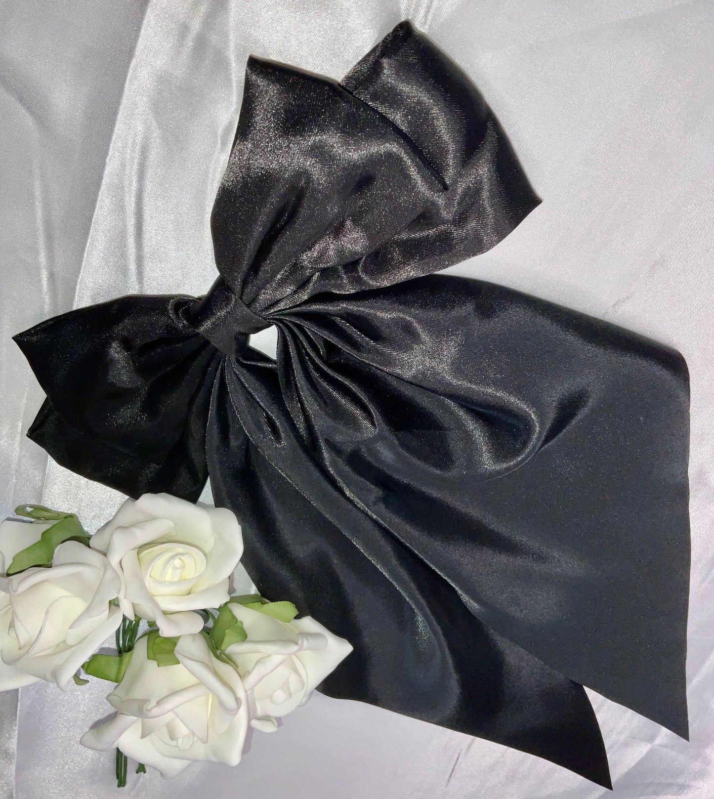 Black Oversized Satin Bow Hair Clip