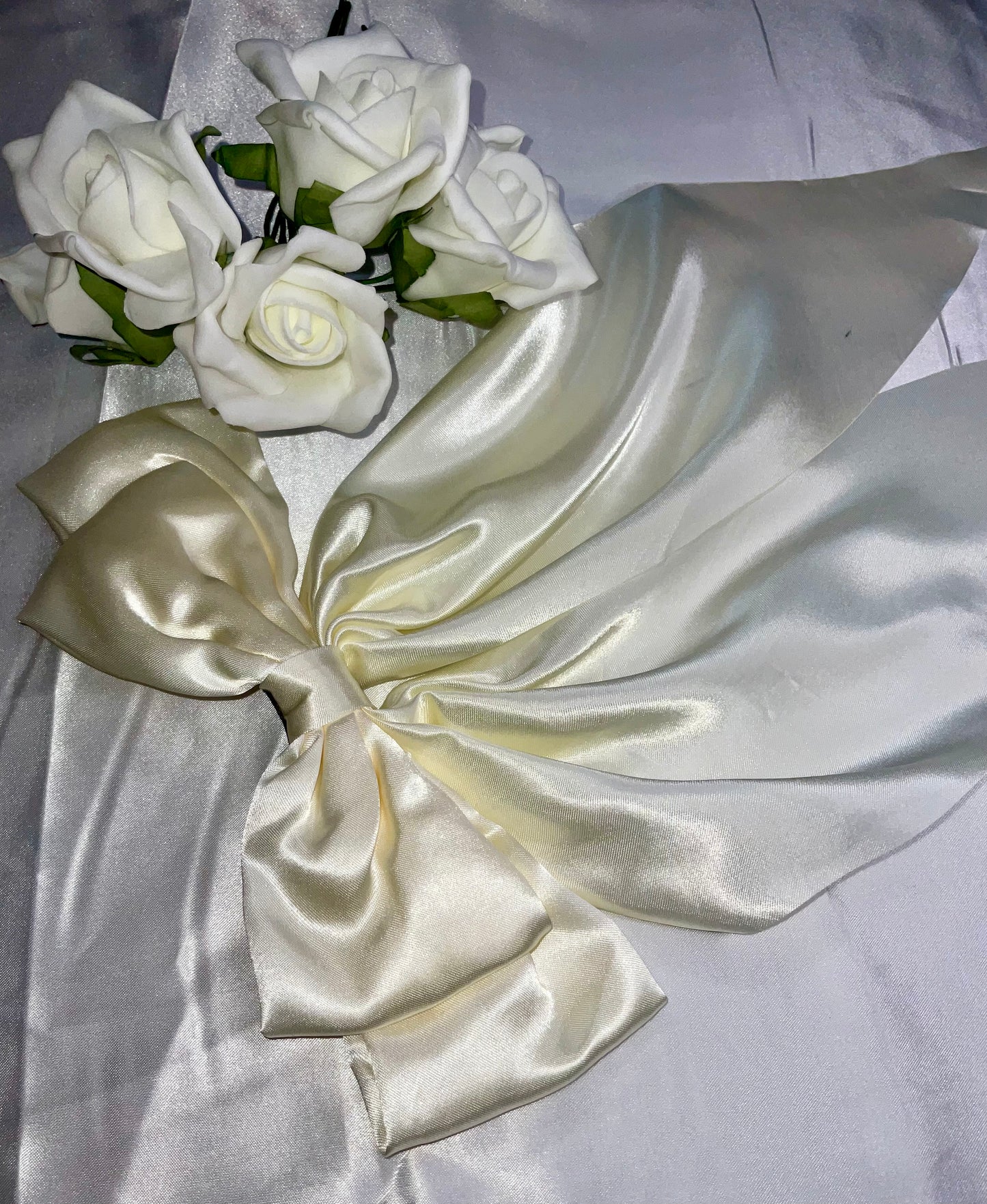 Ivory Oversized Satin Bow Hair Clip