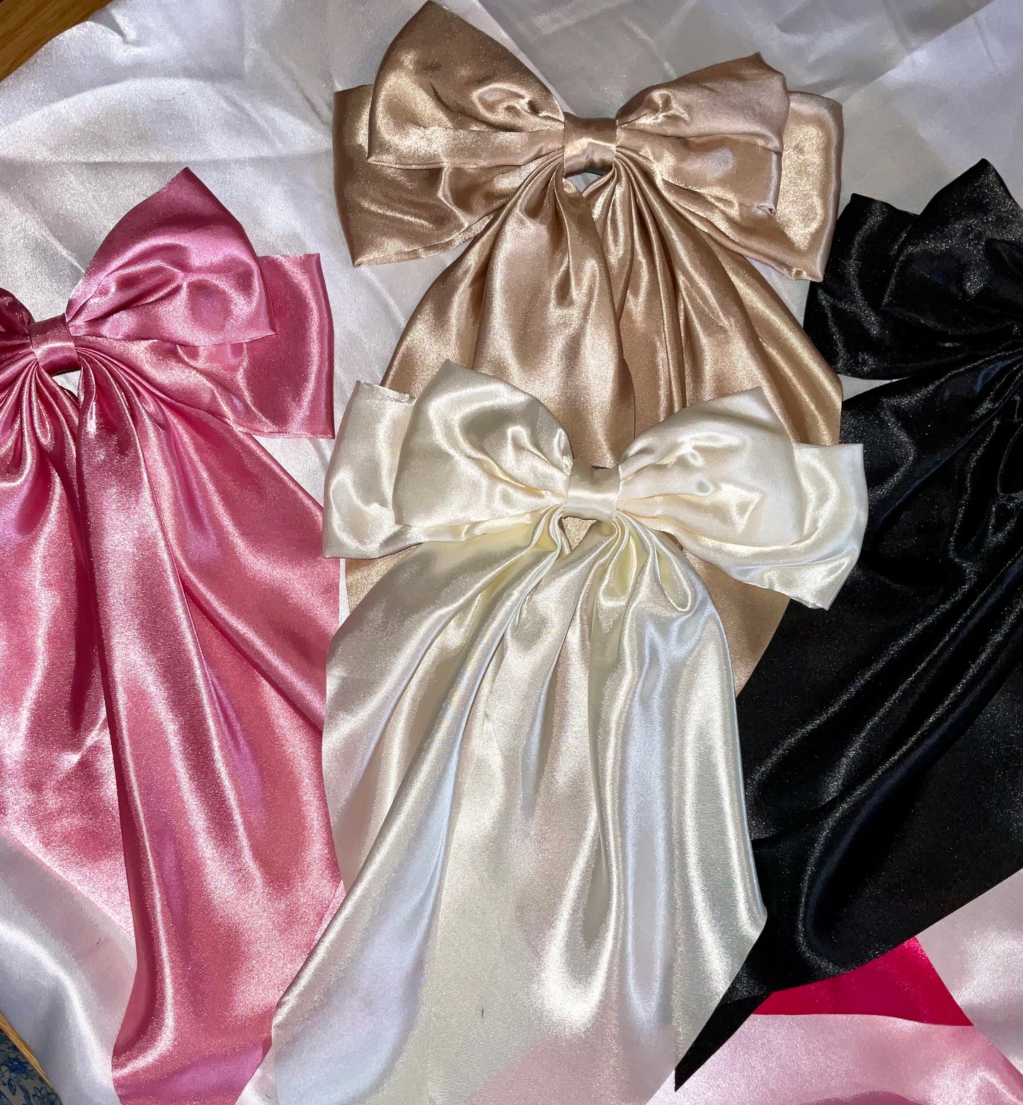 Blush Pink Oversized Satin Bow Hair Clip