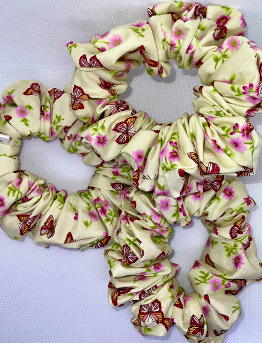 Yellow Butterfly Scrunchies