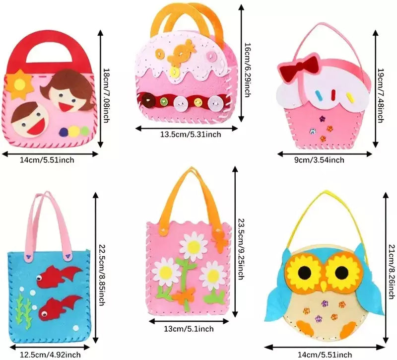 Children's Sewing Craft Kit. Cute Handbag. Make Your Own Felt Handbag for Children.